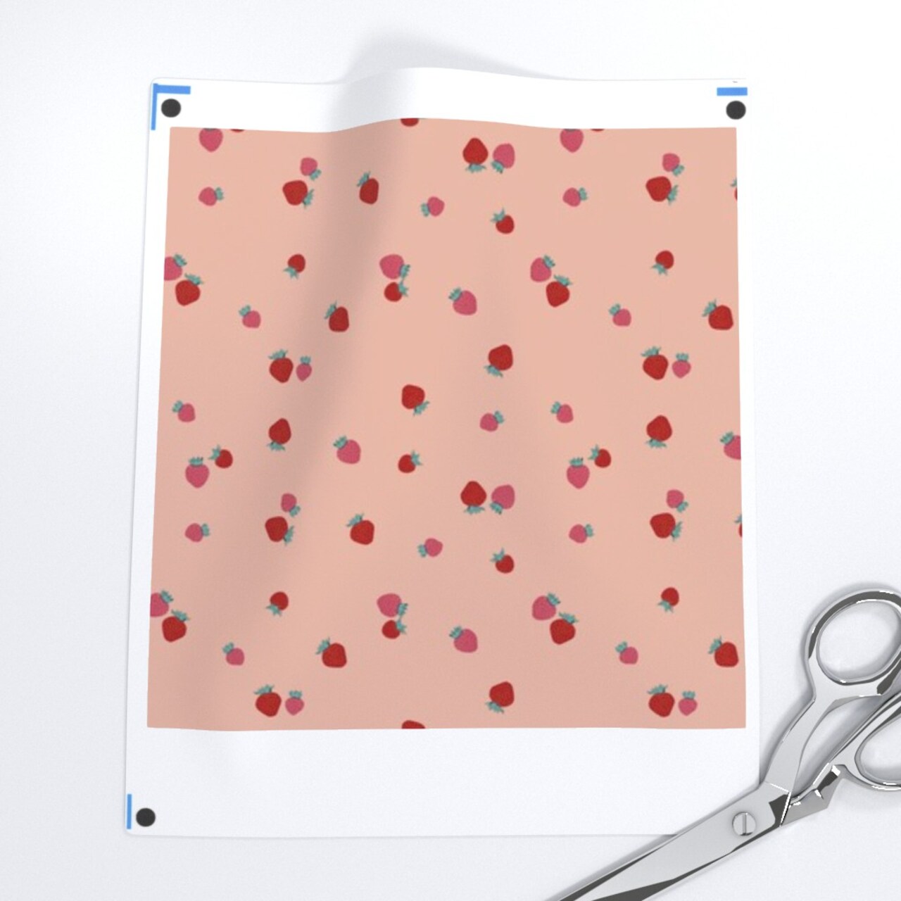 Ditsy Berries Pink Red Strawberry Fruit Small Scale Kitchen Custom Printed Fabric by Spoonflower Various Fabrics by the Yard or Fat Quarter